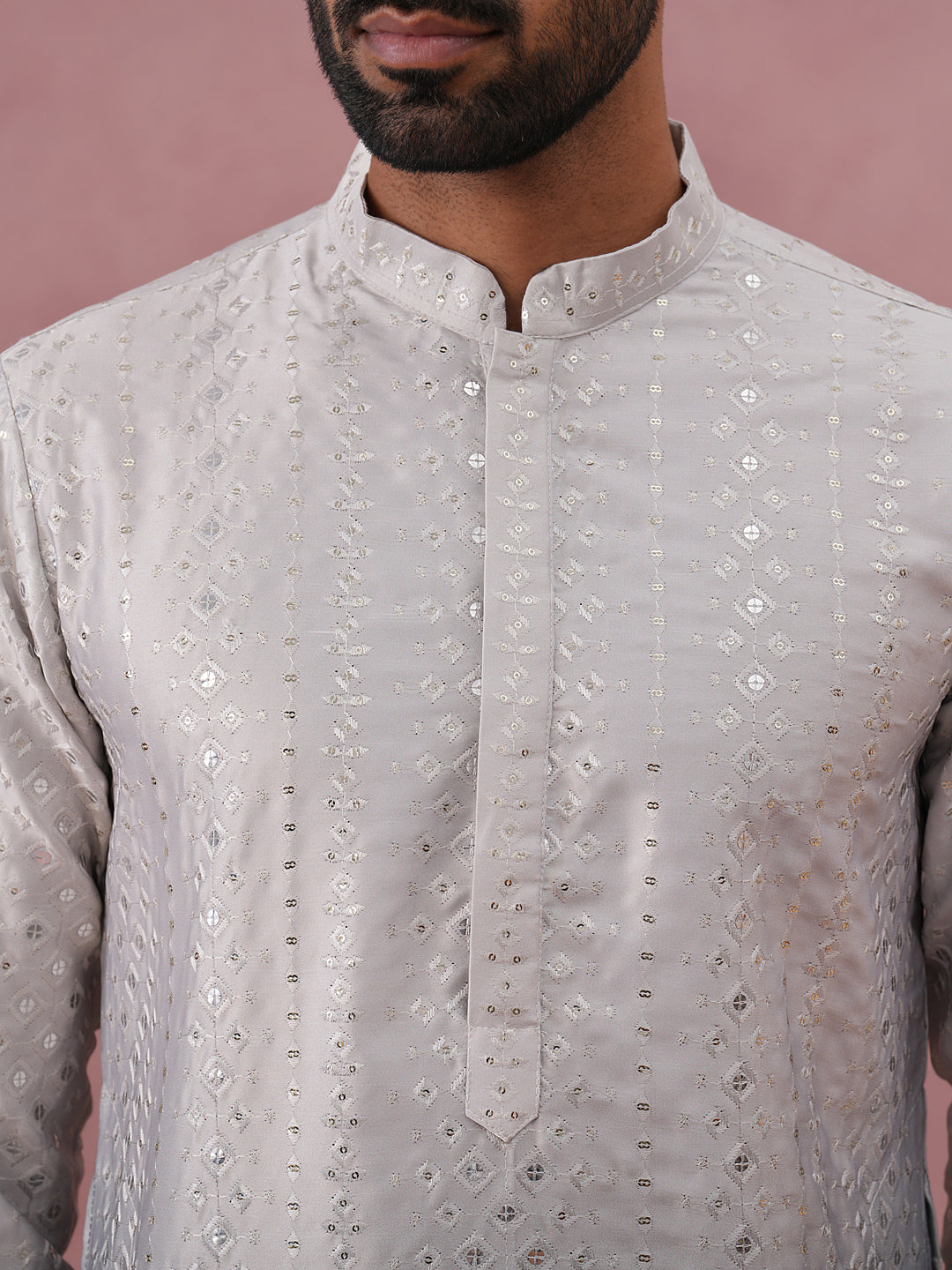 Ombre Silk Blend Kurta Pyjama Set with Sequin Work (65KP P 5357 Grey ) [FF] [Q-12-13]