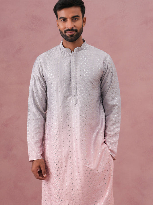 Ombre Silk Blend Kurta Pyjama Set with Sequin Work ( 65KP P 5357 P 5357Peach ) [FF] [Q-12-13]