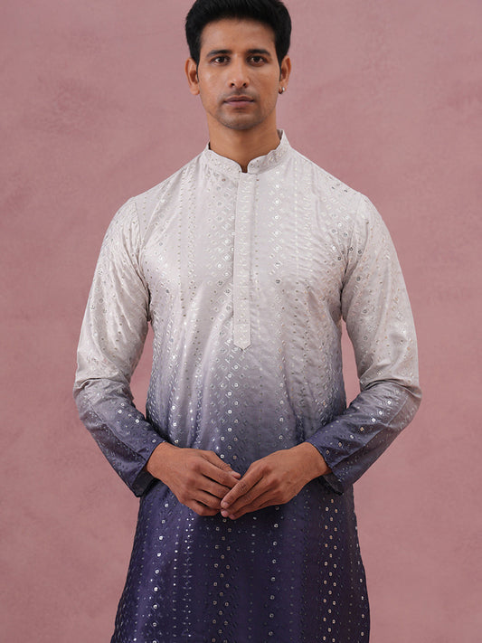 Ombre Silk Blend Kurta Pyjama Set with Sequin Work (65KP P 5357 Purple ) [FF] [Q-12-13]