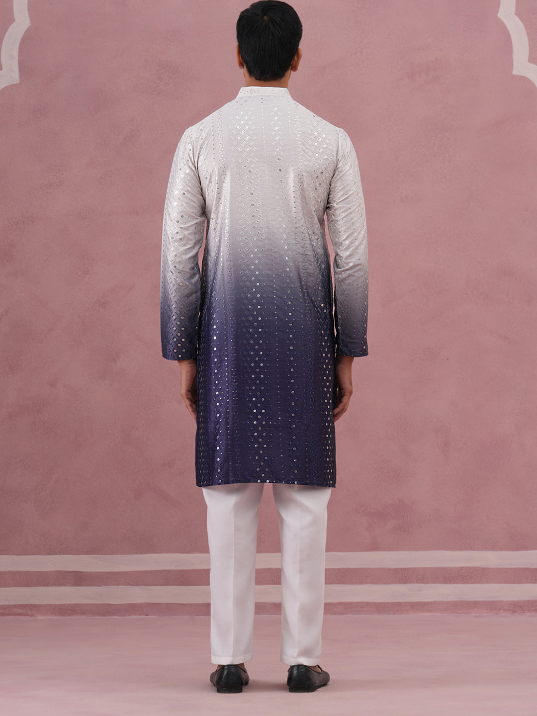 Ombre Silk Blend Kurta Pyjama Set with Sequin Work (65KP P 5357 Purple ) [FF] [Q-12-13]