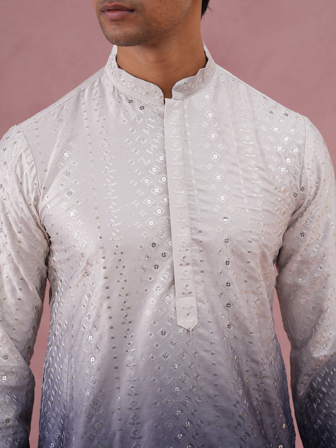 Ombre Silk Blend Kurta Pyjama Set with Sequin Work (65KP P 5357 Purple ) [FF] [Q-12-13]
