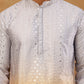 Ombre Silk Blend Sequin Kurta with Korean Pants ( 65KP PJ11W S 5357 Yellow )