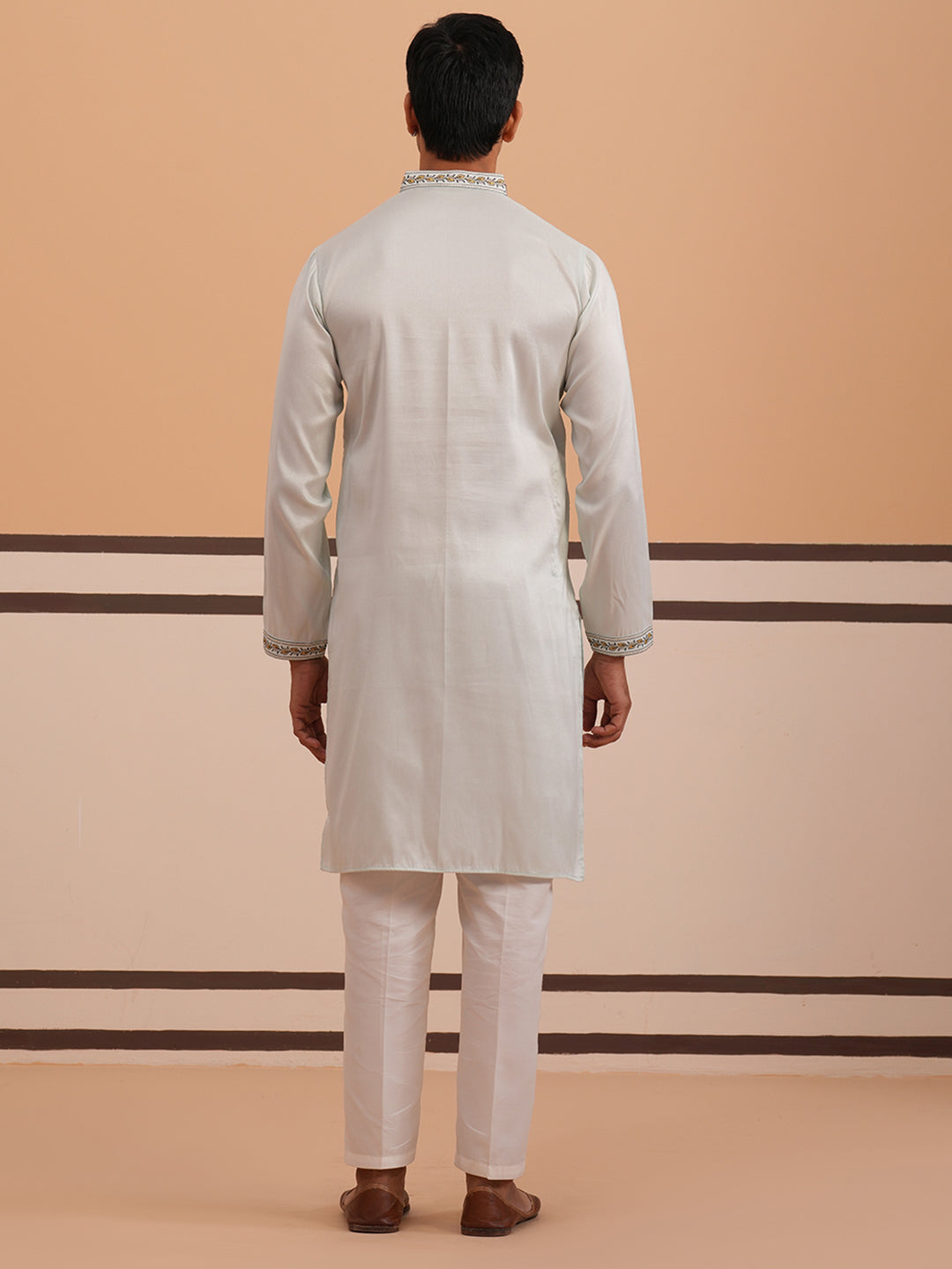 Traditional Embroidered Silk Blend Kurta Set (65KP P 5361 Blue ) [FF] [P-5]