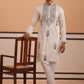 Traditional Embroidered Silk Blend Kurta Set (65KP P 5361 White ) [FF] [P-5]