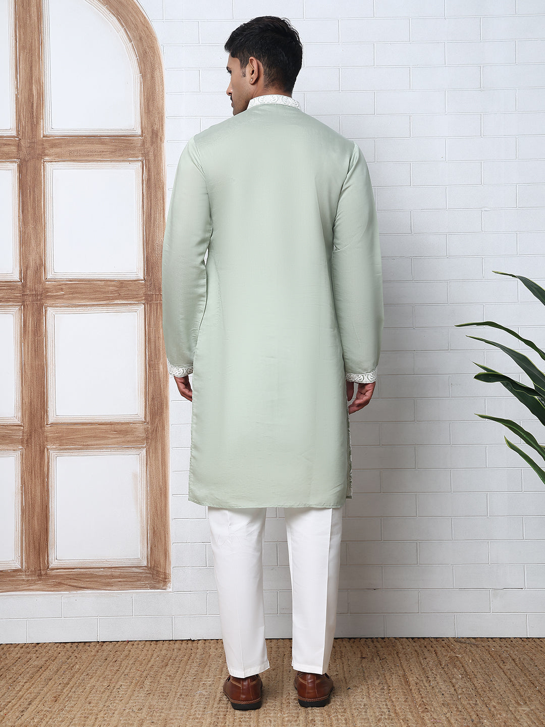 Floral Embroidered Silk Blend Kurta Set ( 65KP P 5362 P 5362Lime ) [FF] [A-1-4]