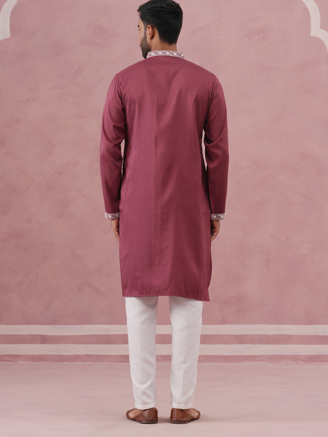 Festive Silk Blend Kurta Pyjama with Sequins Work ( 65KP P 5363 P 5363Maroon ) [FF] [A-1-4]