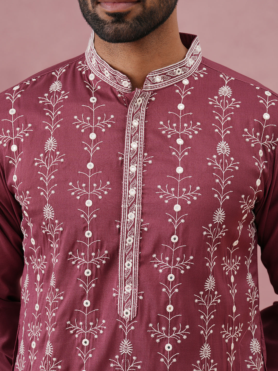 Festive Silk Blend Kurta Pyjama with Sequins Work ( 65KP P 5363 P 5363Maroon ) [FF] [A-1-4]