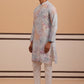 Abstract Printed & Embroidered Kurta Pyjama (65KP P 5364 Blue ) [FF] [Q-8]