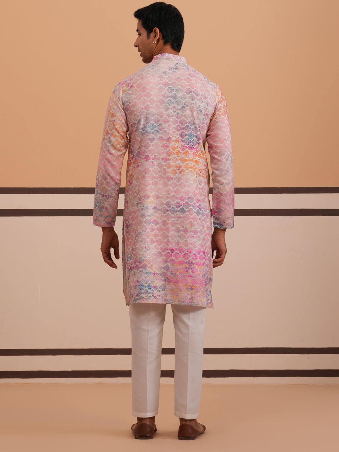 Abstract Printed & Embroidered Kurta Pyjama ( 65KP P 5364 P 5364Peach )