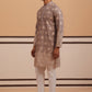 Embroidered Cotton-Blend Kurta Pyjama with Paisley Design (65KP P 5365 Grey ) [FF] [Q-12-15]