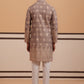 Embroidered Cotton-Blend Kurta Pyjama with Paisley Design (65KP P 5365 Grey ) [FF] [Q-12-15]