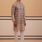 Embroidered Cotton-Blend Kurta Pyjama with Paisley Design (65KP P 5365 Grey ) [FF] [Q-12-15]