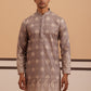 Embroidered Cotton-Blend Kurta Pyjama with Paisley Design (65KP P 5365 Grey ) [FF] [Q-12-15]