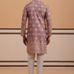 Embroidered Cotton-Blend Kurta Pyjama with Paisley Design ( 65KP P 5365 P 5365Magenta ) [FF] [Q-12-15]