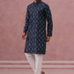 Silk-Blend Foil Printed Festive Kurta Pyjama ( 65KP P 5366 P 5366Navy ) [FF] [A-1-4]
