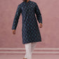 Silk-Blend Foil Printed Festive Kurta Pyjama ( 65KP P 5366 P 5366Navy ) [FF] [A-1-4]
