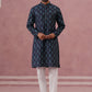 Silk-Blend Foil Printed Festive Kurta Pyjama ( 65KP P 5366 P 5366Navy ) [FF] [A-1-4]
