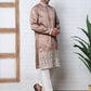Traditional Silk-Blend Kurta Pyjama with Embroidery (65KP P 5371 Brown ) [FF] [A-1-4]