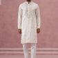 Silk Blend Embroidered Kurta Pyjama Set for Men ( 65KP P 5373 P 5373Off-White ) [FF] [P-5]