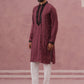 Wine Silk Blend Kurta Set with Black Geometric Embroidery ( 65KP P 5380 P 5380Maroon ) [FF] [P-5]