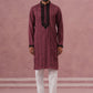 Wine Silk Blend Kurta Set with Black Geometric Embroidery ( 65KP P 5380 P 5380Maroon ) [FF] [P-5]