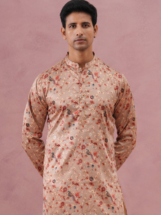 Floral Foil Printed Silk Blend Kurta Set ( 65KP P 5382 P 5382Golden ) [FF] [A-1-4]