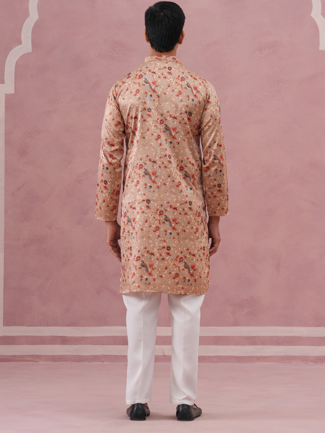 Floral Foil Printed Silk Blend Kurta Set ( 65KP P 5382 P 5382Golden ) [FF] [A-1-4]