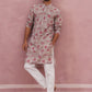 Abstract Printed Cotton Blend Kurta Pyjama (65KP P 5384 Brown ) [FF] [A-1-4]