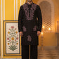 Black Silk Blend Embroidered Kurta With Korean Pants ( 65KP PJ11B 5386Black )