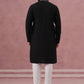 Black Silk Blend Embroidered Kurta Pyjama Set (65KP P 5386 Black ) [FF] [A-1-4]