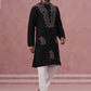Black Silk Blend Embroidered Kurta Pyjama Set (65KP P 5386 Black ) [FF] [A-1-4]