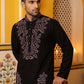 Black Silk Blend Embroidered Kurta With Korean Pants ( 65KP PJ11B 5386Black )