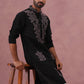 Black Silk Blend Embroidered Kurta Pyjama Set (65KP P 5386 Black ) [FF] [A-1-4]