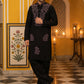 Black Silk Blend Embroidered Kurta With Korean Pants ( 65KP PJ11B 5386Black )