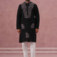 Black Silk Blend Embroidered Kurta Pyjama Set (65KP P 5386 Black ) [FF] [A-1-4]