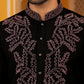 Black Silk Blend Embroidered Kurta With Korean Pants ( 65KP PJ11B 5386Black )