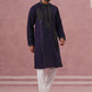 Navy Blue Silk Blend Embroidered Kurta Pyjama Set ( 65KP P 5387 P 5387Navy ) [FF] [J-1]