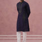 Navy Blue Silk Blend Embroidered Kurta Pyjama Set ( 65KP P 5387 P 5387Navy ) [FF] [J-1]
