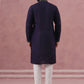 Navy Blue Silk Blend Embroidered Kurta Pyjama Set ( 65KP P 5387 P 5387Navy ) [FF] [J-1]