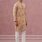 Men's Foil Printed Festive Kurta Pyjama Set (65KP P 5388 Beige ) [FF] [A-1-4]