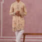 Men's Foil Printed Festive Kurta Pyjama Set (65KP P 5388 Beige ) [FF] [A-1-4]