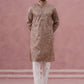 Men’s Thread Work & Printed Kurta Pyjama Set (65KP P 5390 Beige ) [FF] [A-1-4]