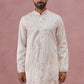 Men’s Silk Blend Embroidered Kurta Pyjama Set (65KP P 5391 White ) [FF] [B-1-1-2]