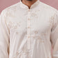 Men’s Silk Blend Embroidered Kurta Pyjama Set (65KP P 5391 White ) [FF] [B-1-1-2]