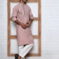 Men’s Silk Blend Embroidered Kurta Pyjama Set ( 65KP P 5392 P 5392Peach )