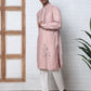 Men’s Silk Blend Embroidered Kurta Pyjama Set ( 65KP P 5392 P 5392Peach )