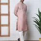 Men’s Silk Blend Embroidered Kurta Pyjama Set ( 65KP P 5392 P 5392Peach )