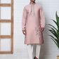 Men’s Silk Blend Embroidered Kurta Pyjama Set ( 65KP P 5392 P 5392Peach )