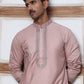 Men’s Silk Blend Embroidered Kurta Pyjama Set ( 65KP P 5392 P 5392Peach )