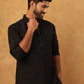 Silk Blend Embroidered Kurta Pyjama Set for Men (65KP 5399 Black ) [FF] [B-1-2]